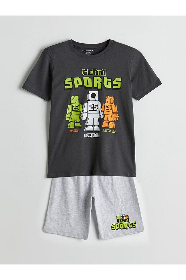 Bisiklet Yaka Erkek Çocuk Şortlu Pijama Takımı (S5) - 1