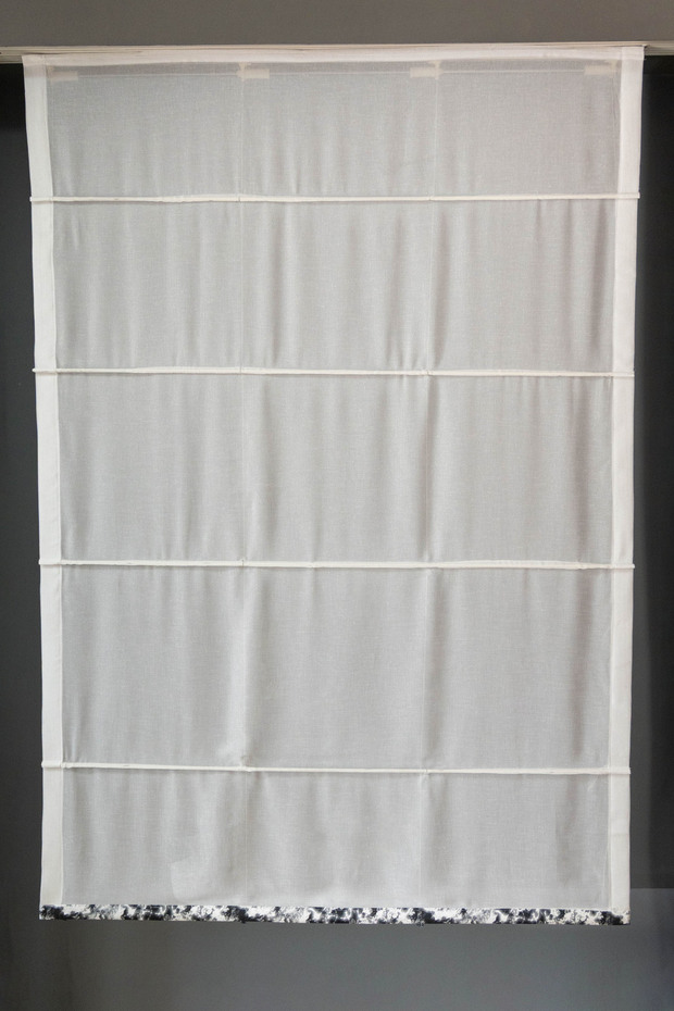 Modern Folded Tulle Curtain with Patterned Bottom Skirt (Compatible with Cornice / Mounting Materials Included) - 4