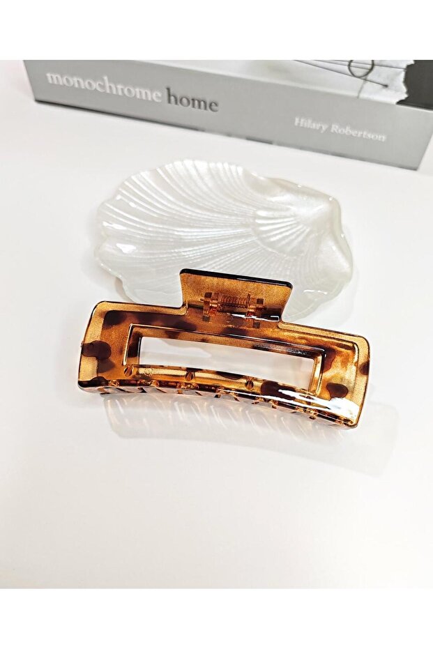 Leopard Patterned Rectangular Model 10.5 cm Bone Latch Buckle - 1