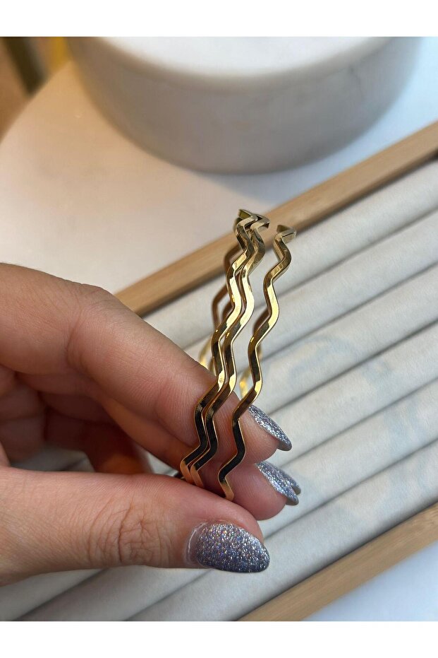 zigzag ajda çelik bilezik - 1