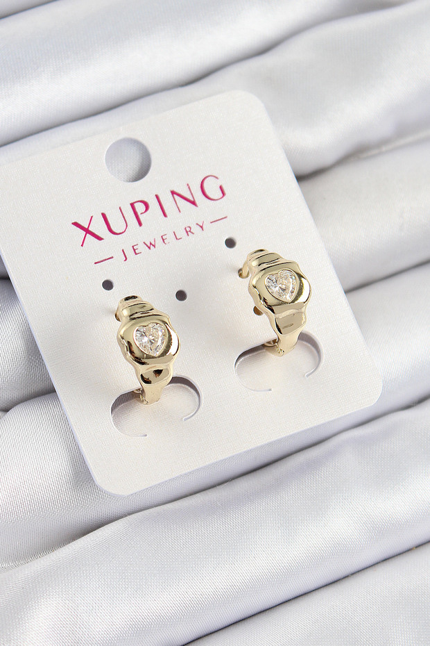 Xuping Zircon Stone Heart Model Gold Color Women's Earrings