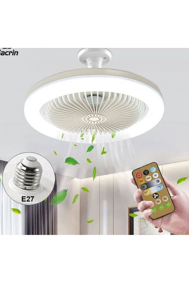 Kumandalı 3 Renk Işıklı Dimmer Aydınlatma Yüksek Hızda Pervane Tavan Vantilatörü E27 Duy Tak Kullan - 1