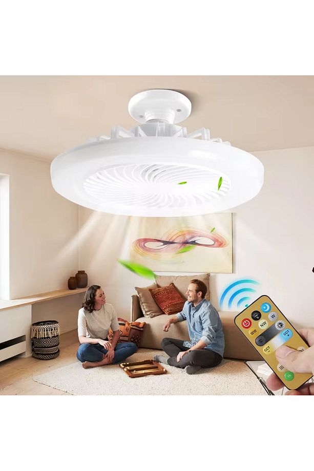 Kumandalı 3 Renk Işıklı Dimmer Aydınlatma Yüksek Hızda Pervane Tavan Vantilatörü E27 Duy Tak Kullan - 2