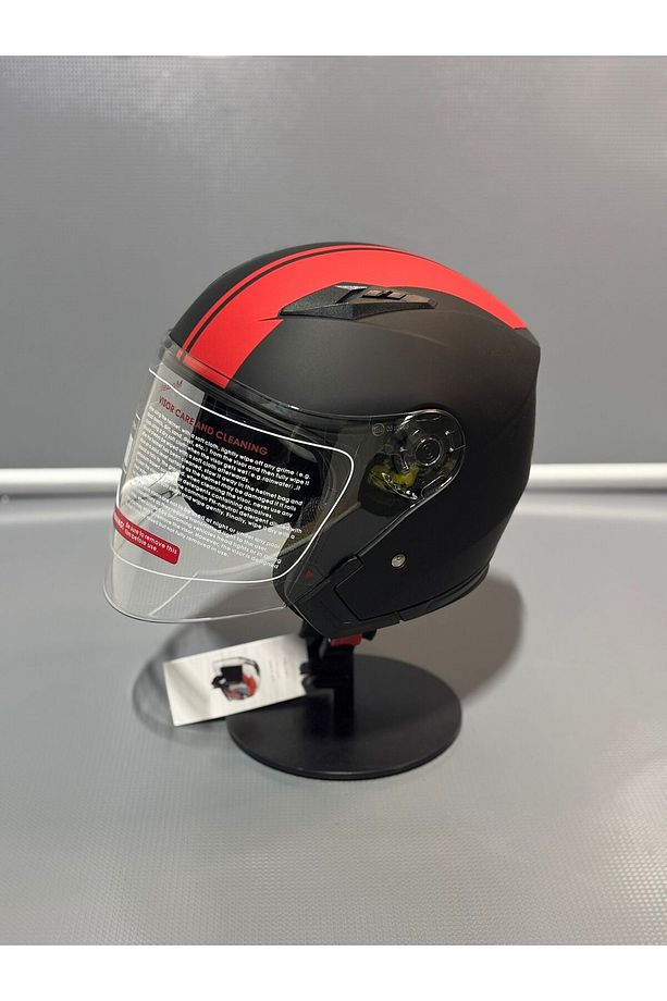 JK512 Yarım Motosiklet Kask MatBlack-Red/x2 - 2