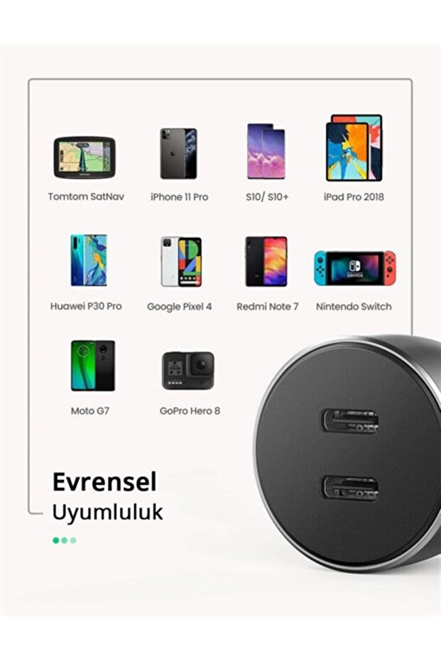 70594 CD213 50W Çift PD Type-C Type-C Hızlı Şarj Portu Araç Şarj Cihazı - 4
