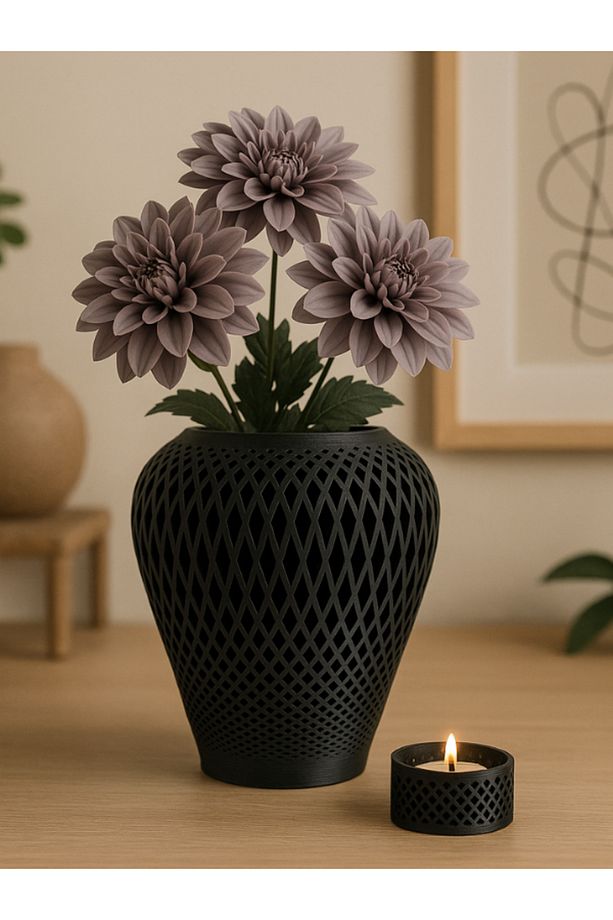 Dekoratif 3D Baskı Vazo ve Mumluk – Minimal & Şık Tasarım - 3