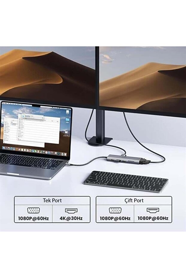 15601 CM498 10 in 1 Type-C HDMI VGA Ethernet Aux SD TF Kart Okuyucu - 4