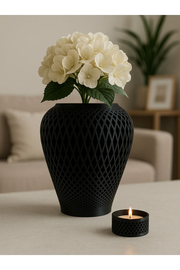 Dekoratif 3D Baskı Vazo ve Mumluk – Minimal & Şık Tasarım - 1