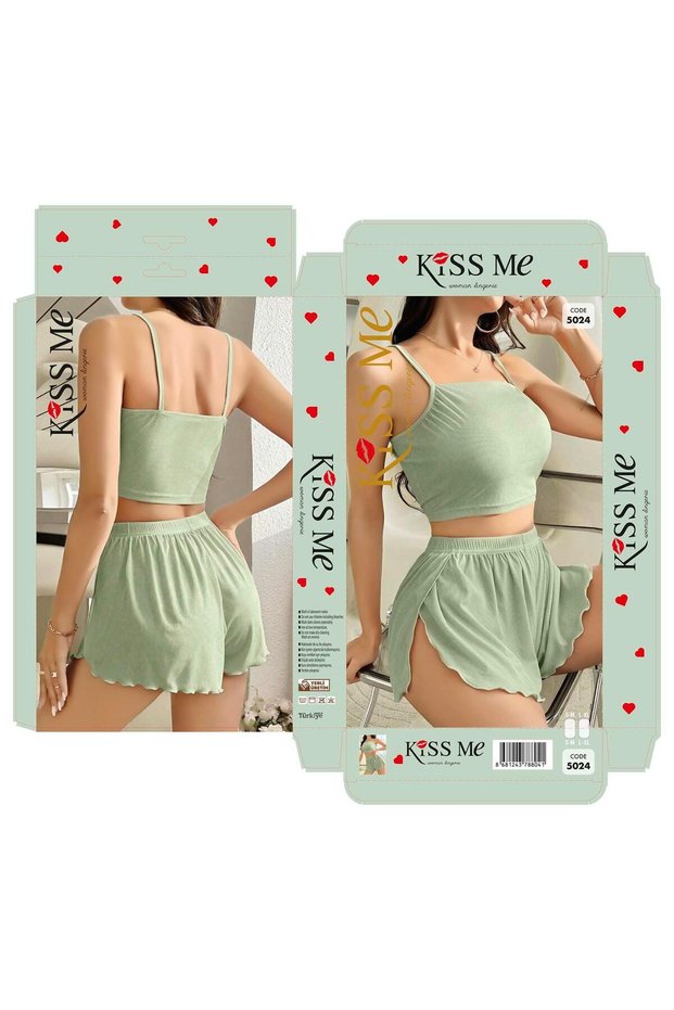 Detailed Stylish Women's Nightgown Set Green 2