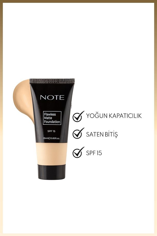 Flawless Matte Foundation SPF 15 Yoğun Kapatıcı Mat Bitişli Fondöten - 01 Açık - 2