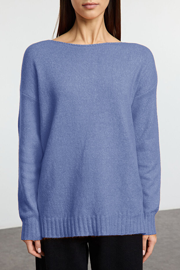 Indigo Wool Boat Neck Basic Strickpullover TWOAW25KZ00010 - 3