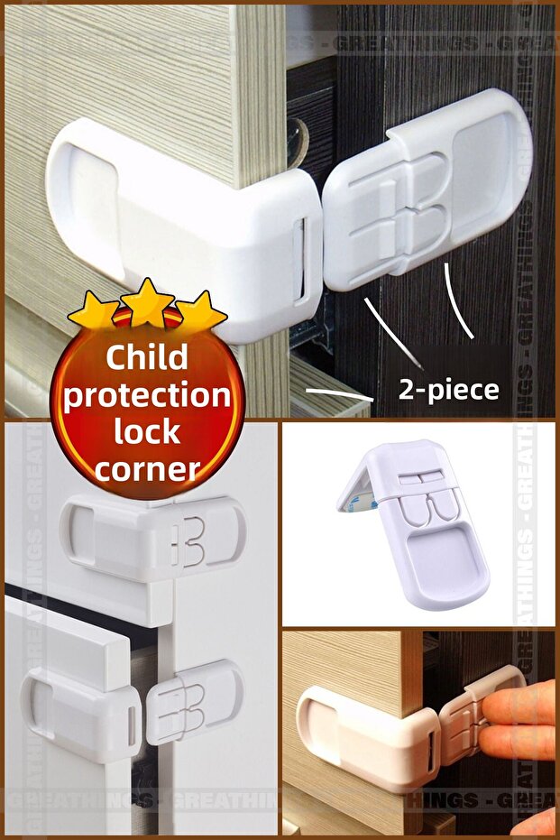 2-Pack Baby Child Protection Lock Cabinet Corner Edge Safety Device