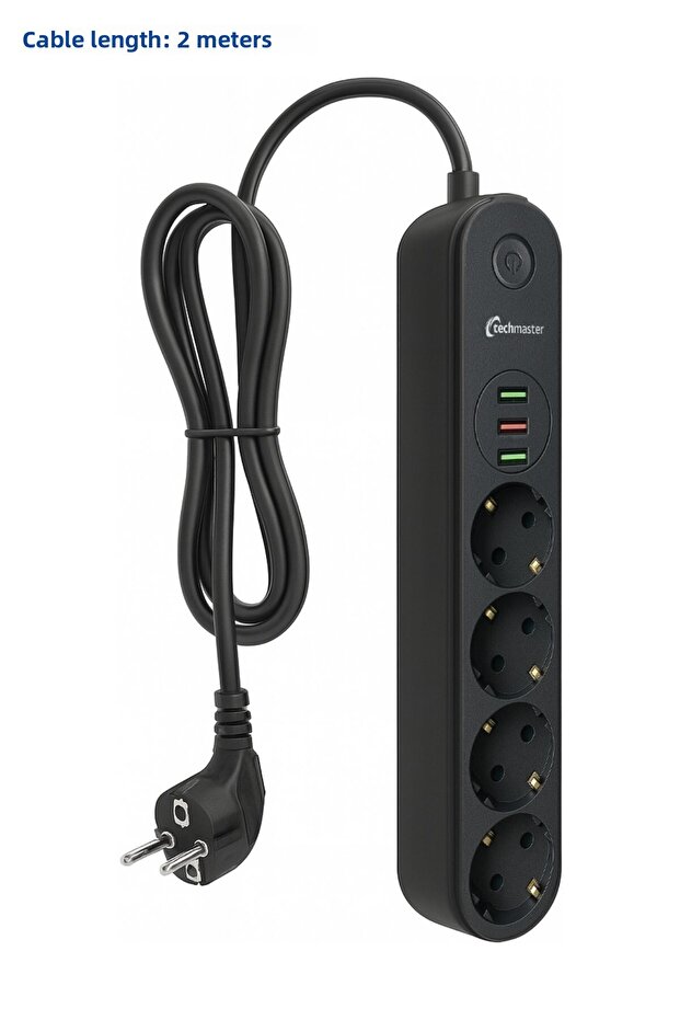 3 USB Current Child Proof 4 Socket Socket 2Mt Black - 5