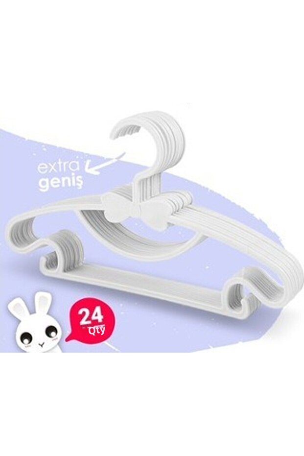Kit 24 Pieces Baby Hanger Children's Clothes Hanger White Bow Hanger