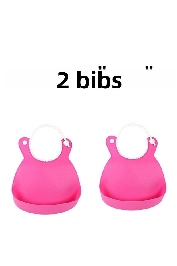 2 Pink Baby Bibs - Spill Preventer, Bendable