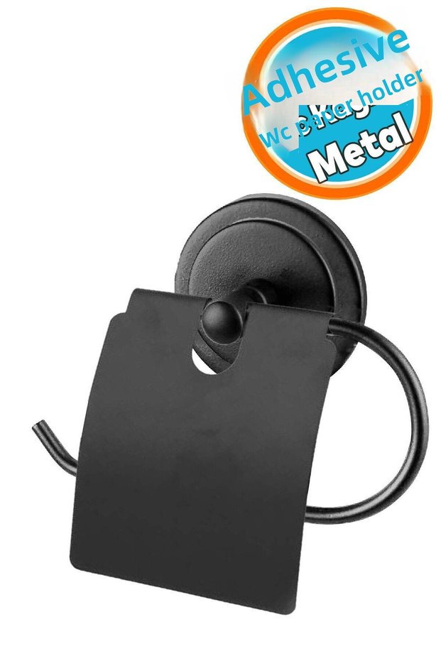 Stainless Adhesive Metal - Toilet Paper Holder Attachment, Wc Paper Stand, Black Color