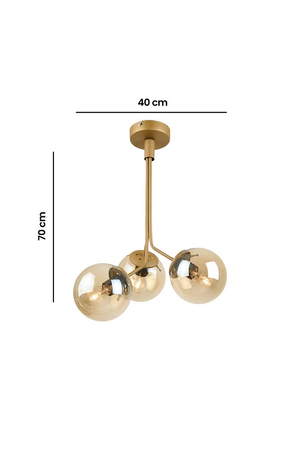 3'lü Bal Cam Avize - Eskitme - 70 cm - 6