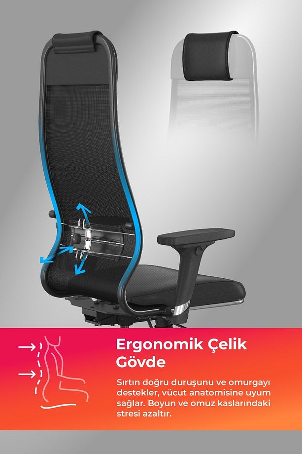 Ergolife Synchrosit 10 Ergonomik Deri Ve Fileli Ofis - Yönetici Koltuğu / Çalışma Sandalyesi - 1d1.d - 3