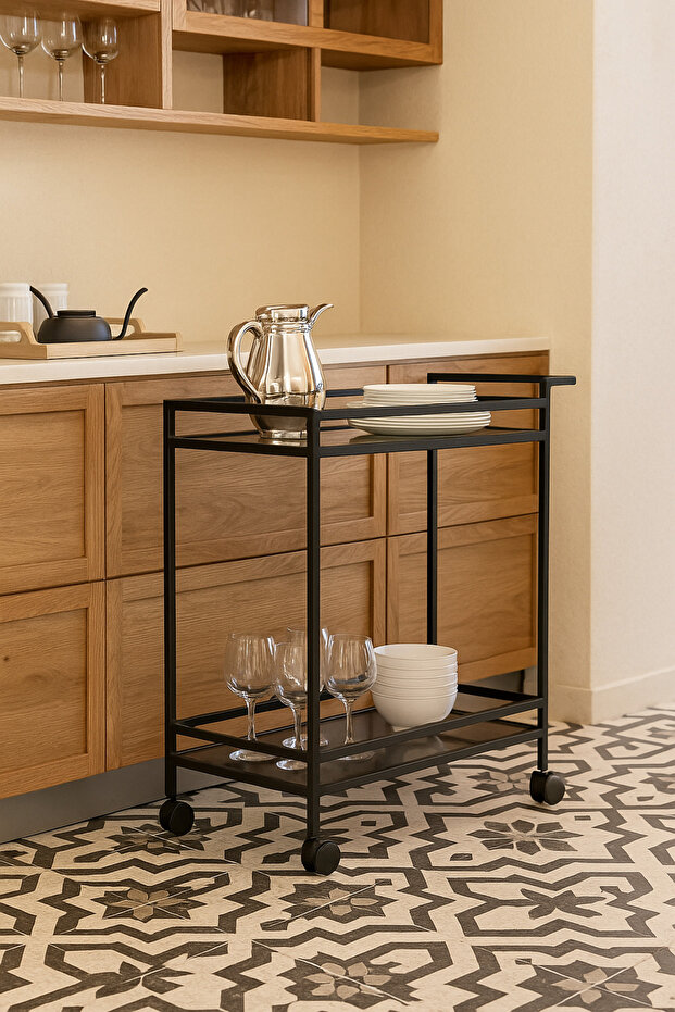 - طاولة جانبية لعربة تقديم العروض التقديمية ذات العجلات متعددة الأغراض من Vortex - 1