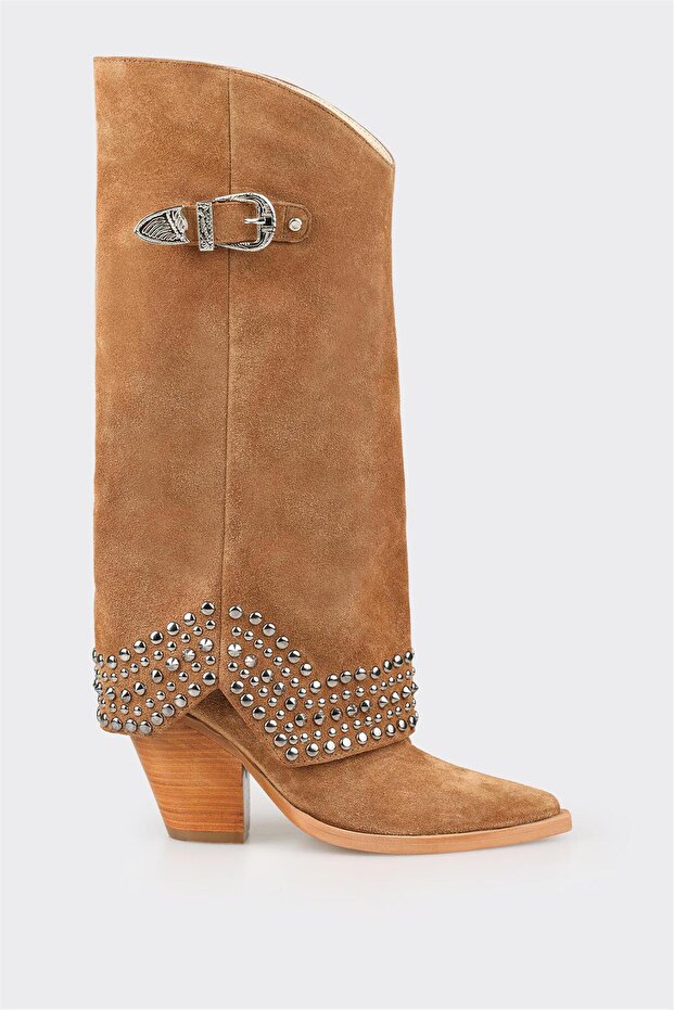 Taba Deri Kadın Çizme - 1