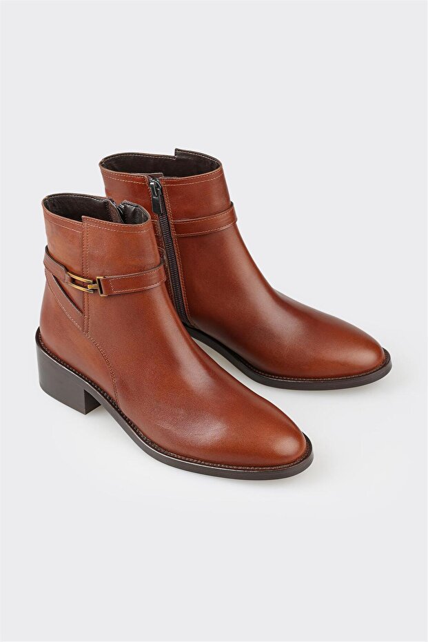 Taba Deri Kadın Klasik Bot - 2