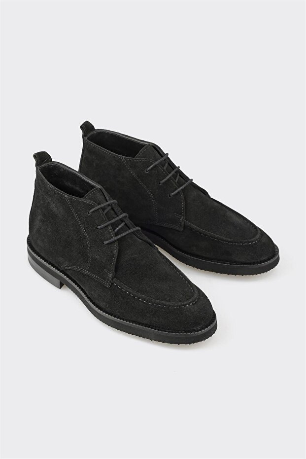 Siyah Deri Kadın Klasik Bot - 2