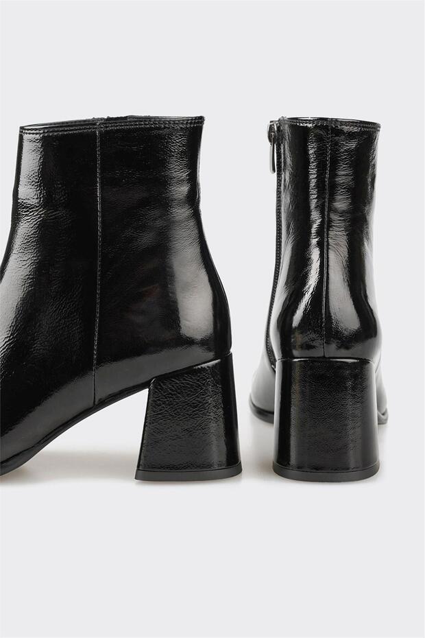 Siyah Deri Kadın Klasik Bot - 4