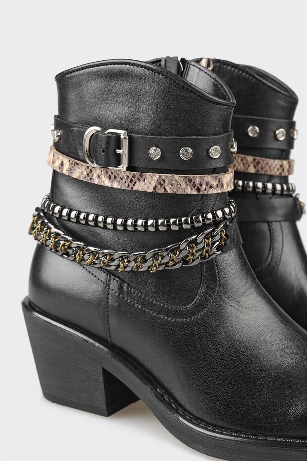 Siyah Deri Kadın Günlük Bot - 4