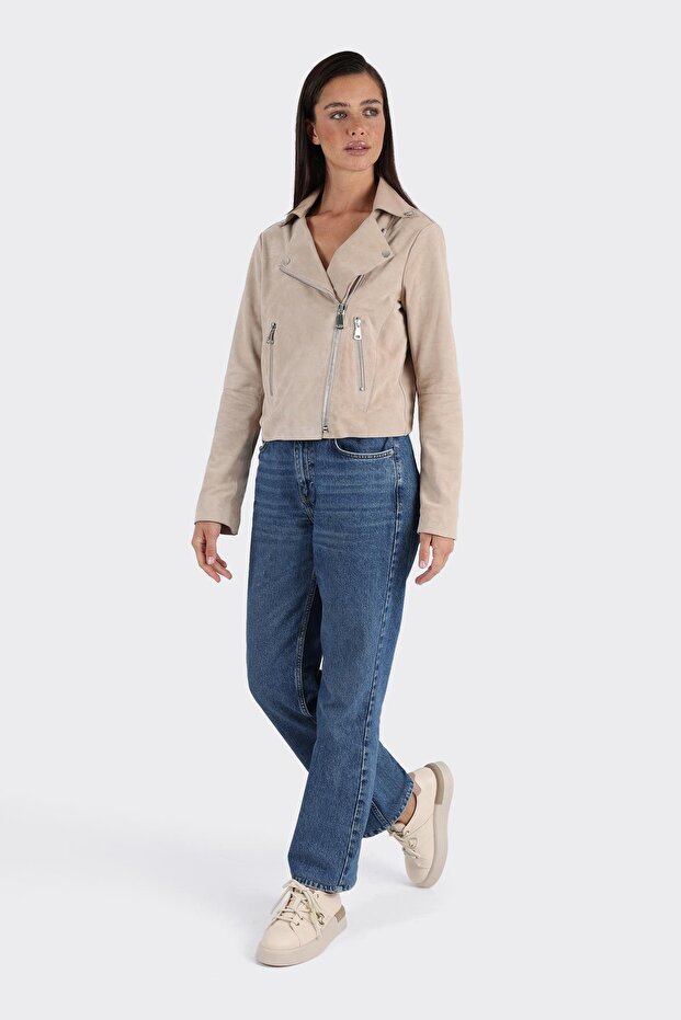 Bej Deri Kadın Ceket - 3