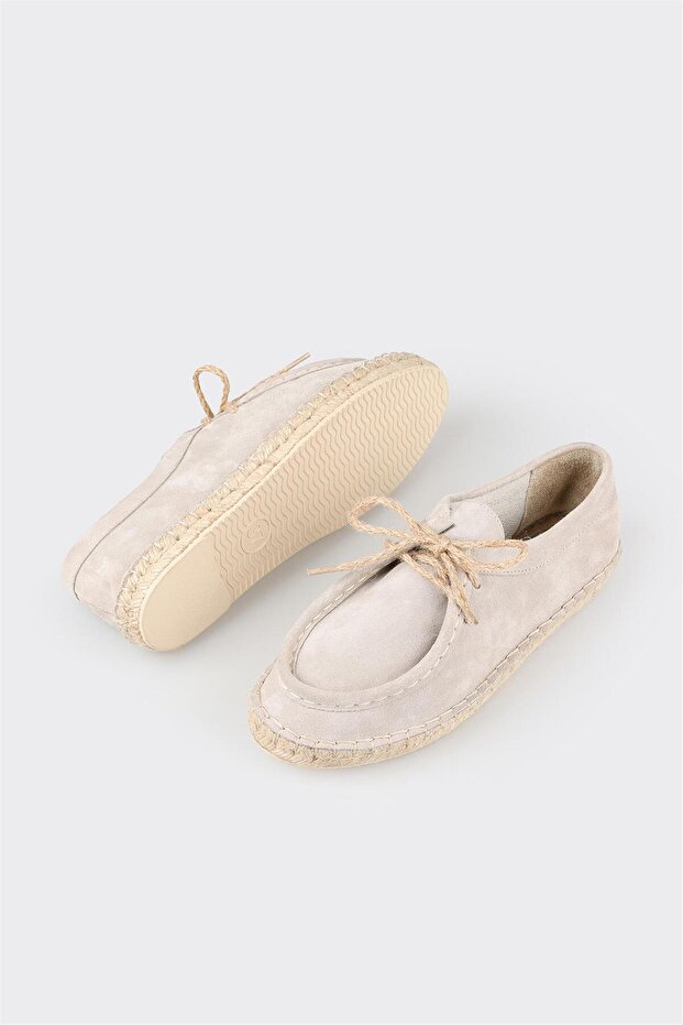 Bej Deri Kadın Espadril - 3