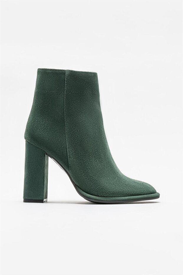 Green Leather Women's Heeled Boots