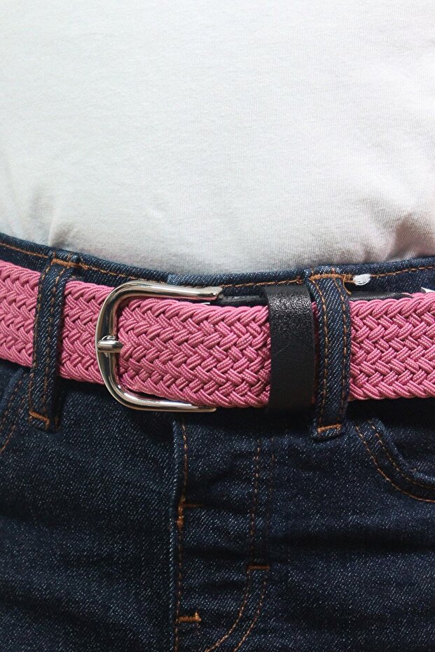 Elastik Örgü Çocuk Kemeri Pembe - 4