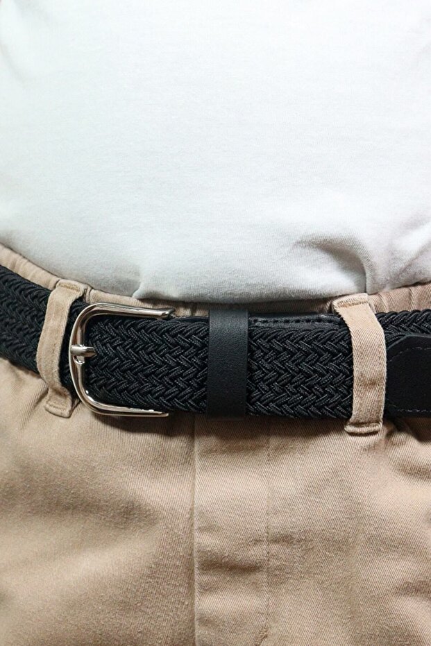 Elastik Örgü Çocuk Kemeri Siyah - 5