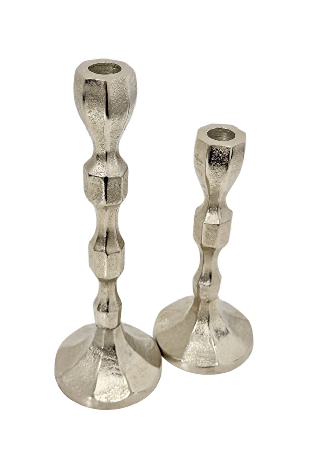 Döküm Gümüş 2'li Şamdan - 5