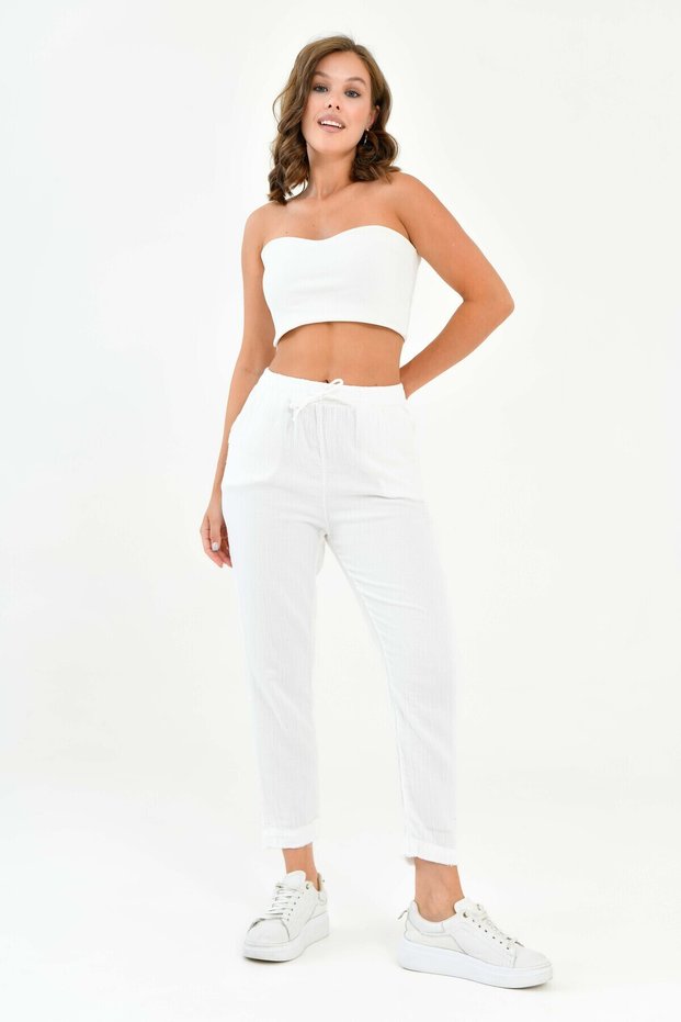 Women's 100% Cotton Summer Muslin Loose Skinny Leg Trousers Mg002
