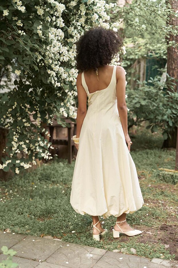 Garda Uzun Sarı Balon Elbise - 5