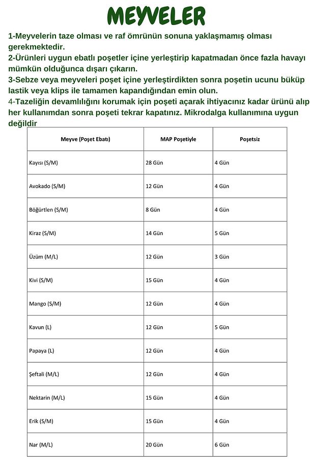 20 Adet Map Poşeti Meyve Ve Sebzeleri Taze Tutan Gıda Saklama Poşeti Modifiye Atmosfer Poşeti - 9