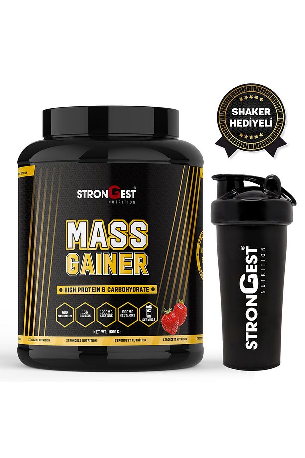 Mass Gainer 1600 gr Kilo Almaya Yardımcı Karbonhidrat Tozu Çilek Aromalı - 1