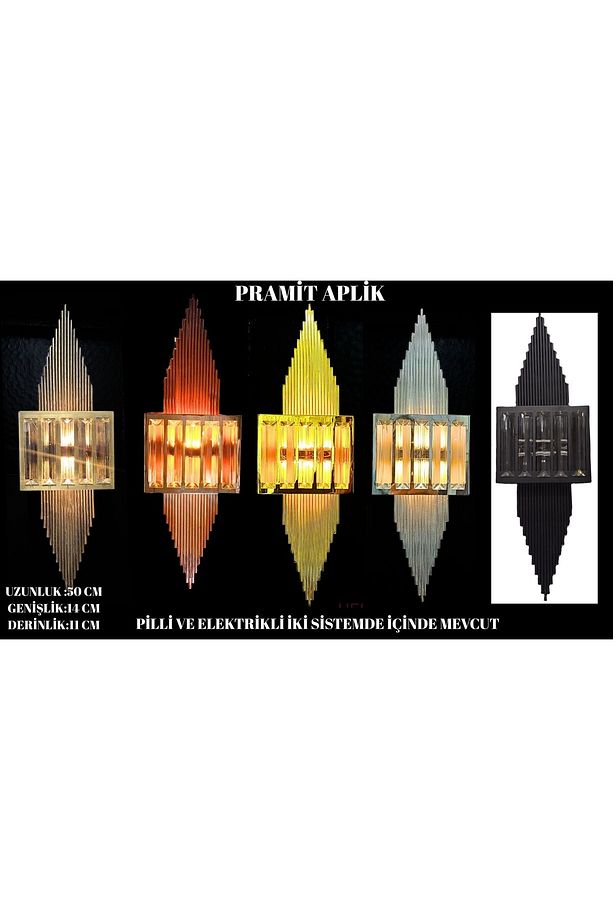 Pramit Aplik Eskitme, Pilli Aplik, Anahtarlı, Pilli Elektrikli Ledli Duvar Aplik, Gece Lambası - 3