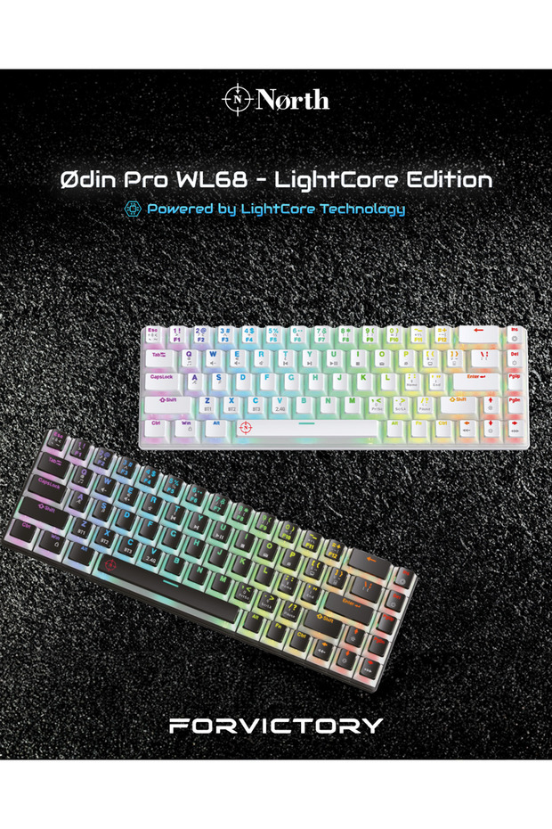 Odin PRO WL68 LightCore Kablosuz Bluetooth RGB Red Switch Türkçe Mekanik Gaming Klavye - 8
