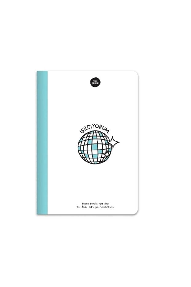 Color Hisli Şeyler Dikişli Işıldırım Cardboard Cover 80 Blue Sheets A5 Lined Notebook