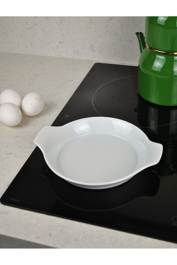 1 Adet Porselen Sahan Yumurta Sahanlığı 18 cm Fırın Kabı Mini Tart Kalıbı - 3