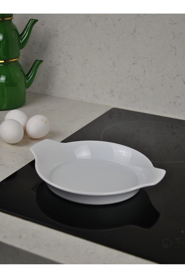 1 Adet Porselen Sahan Yumurta Sahanlığı 18 cm Fırın Kabı Mini Tart Kalıbı - 4