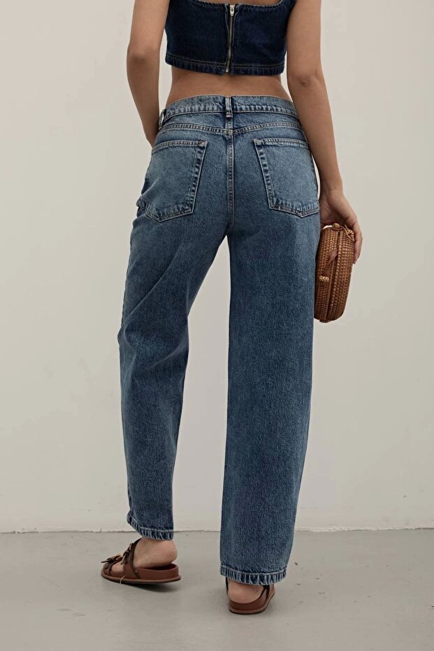 Premium Mide Blue Mom Fit Jeans - 6