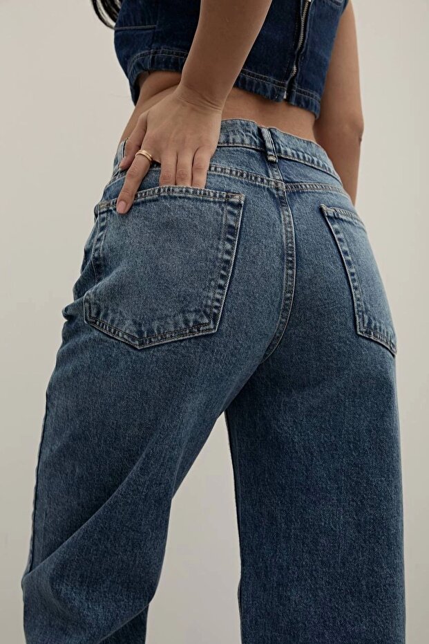Premium Mide Blue Mom Fit Jeans - 7