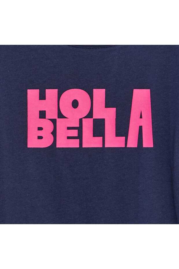 تي شيرت أساسي مطبوع باللون الأزرق - 2