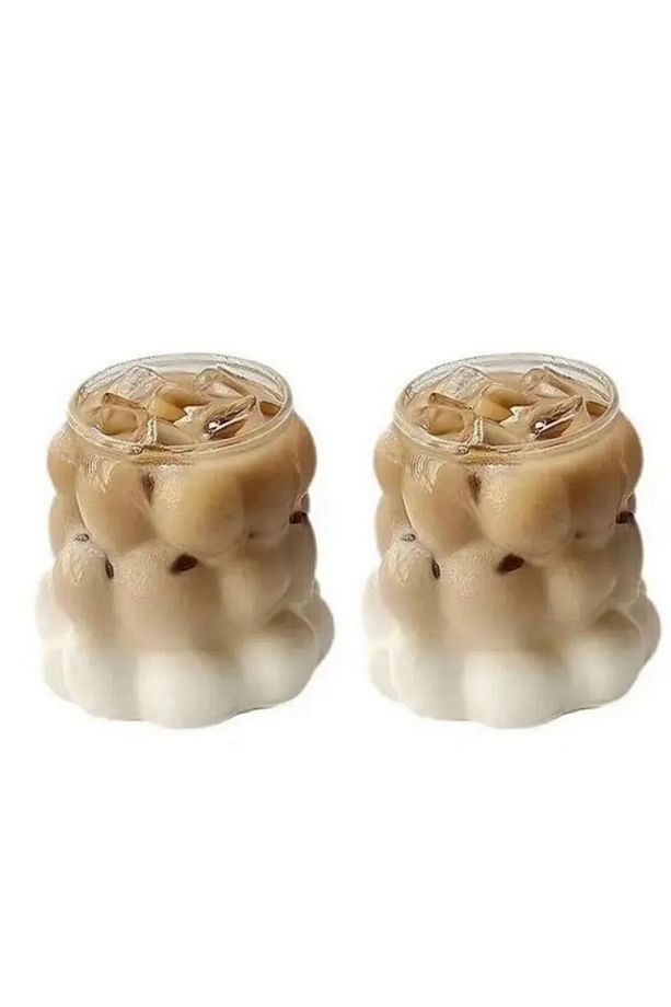Yeni Stil Borosilikat Üzüm Şekilli Cam Bardak, Latte, Meşrubat, Bubble Bardak 300 ml 2 Adet - 2431 - 1