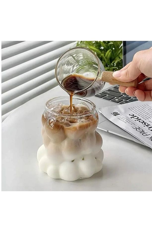 Yeni Stil Borosilikat Üzüm Şekilli Cam Bardak, Latte, Meşrubat, Bubble Bardak 300 ml 2 Adet - 2431 - 4