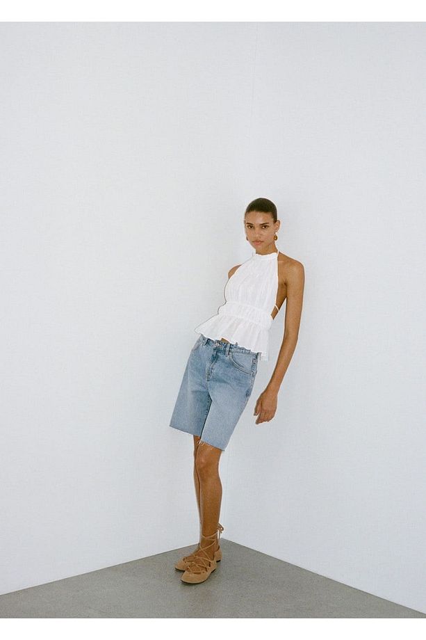 Dikişşsiz denim şort - 7
