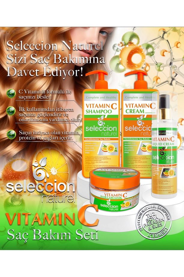 Seleccion Vıtamın C 4lü Seti Şampuan1000ml Saç Maskısı250ml Sıve Cream200ml - 2